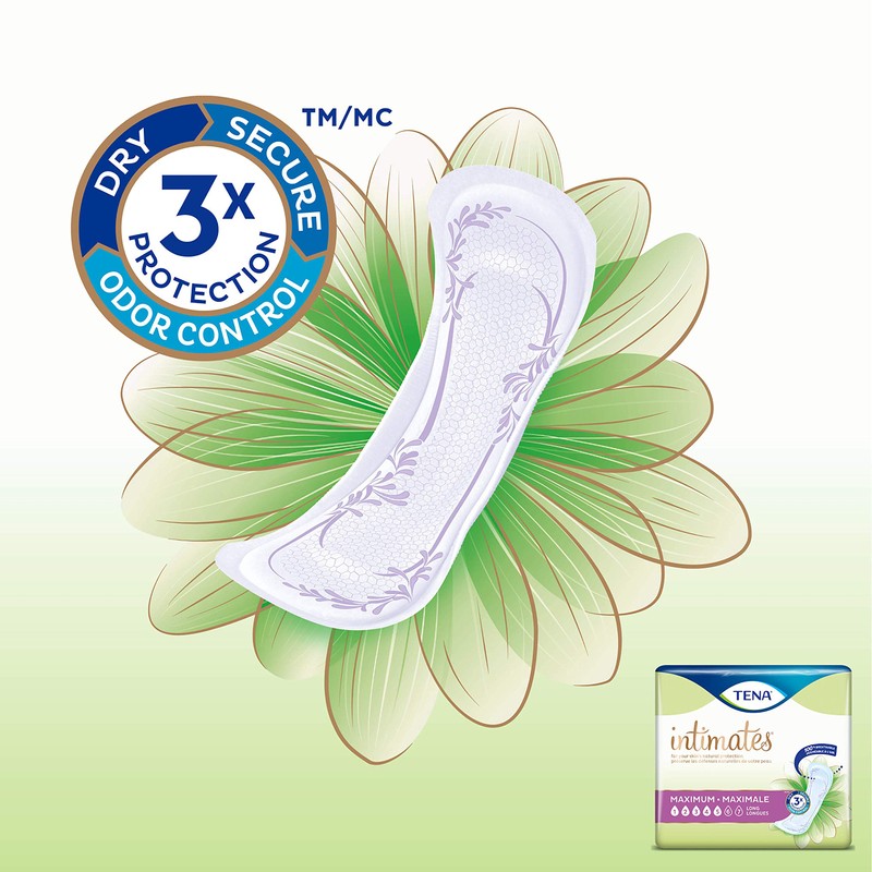 TENA Sensitive Care Pads, 54268, Maximum Absorbency, Long, Pack of