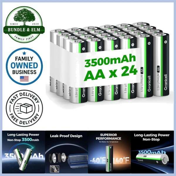 Unbranded 24-Pack Lithium AA 3500mAh Batteries | 10- Life |