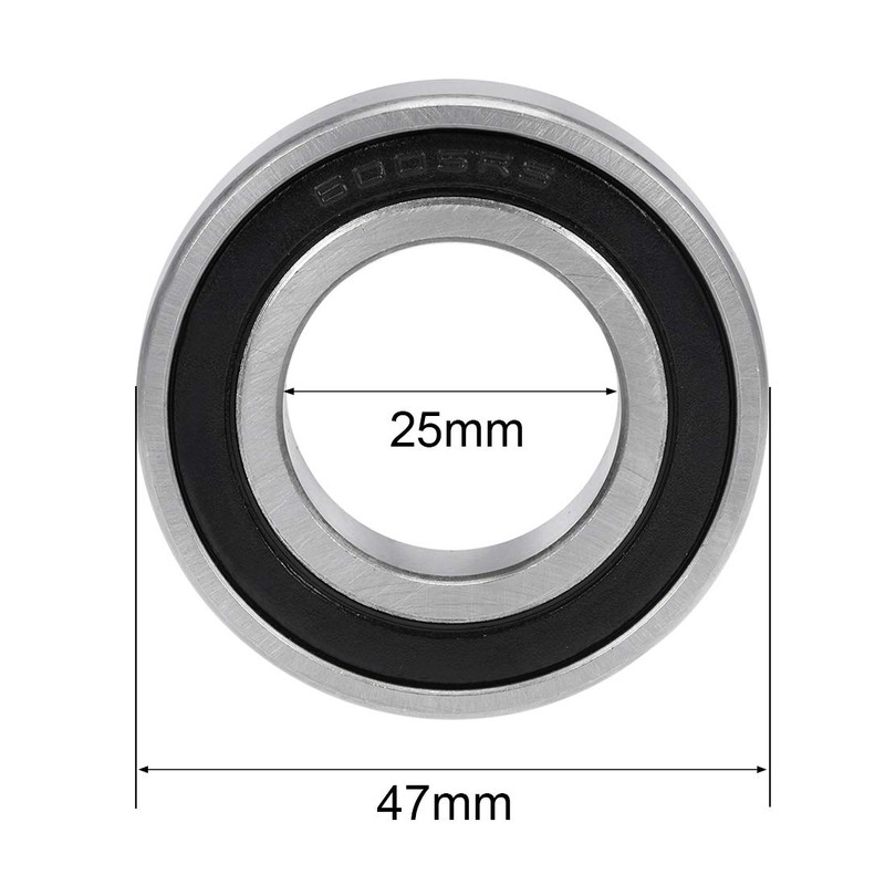 sourcing map 6005-2RS Deep Groove Ball Bearing 25x47x12mm Double Sealed