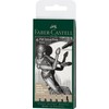 Faber-Castell F167116 Pitt Artist Pen Wallet of 6 with Assorted Tips - Black