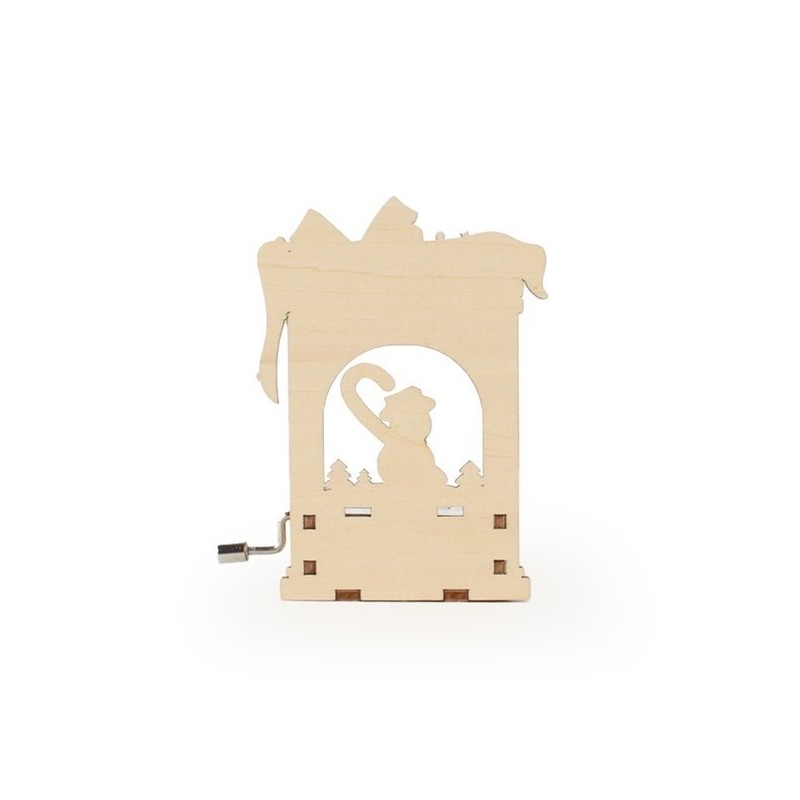 DIY Wooden 3D Assembly Puzzle Manual Music Box Christmas Fireplace