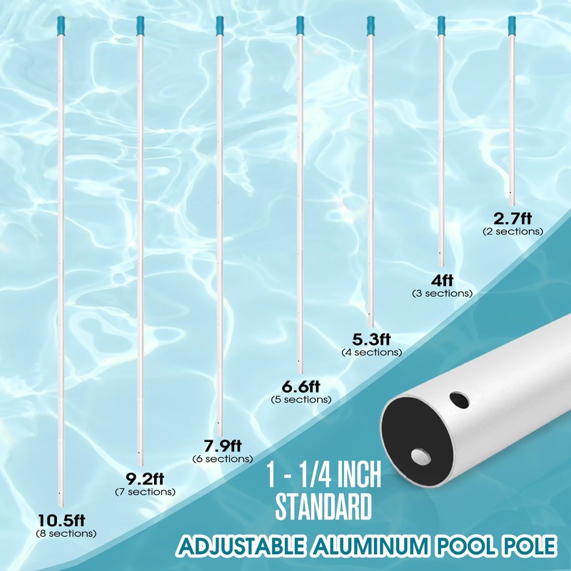 Swimming Pool Cleaning Kit - Aluminum Frame Skimmer Net with