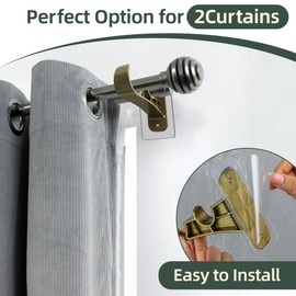 6-Pack Double Curtain Rod Bracket No Drill, Adhesive No Nail Rod Holder Brackets, No Drilling Damage Free Double Rods Hangers Hooks for Living Room, Bathroom, Kitchen - Retro Color