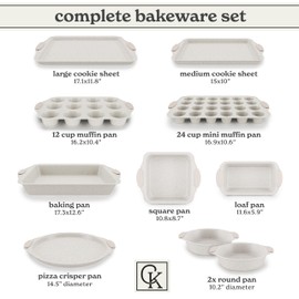 Country Kitchen Nonstick Stackable Bakeware Set - Durable, Easy Release Baking Set, 10 Pcs, Cream
