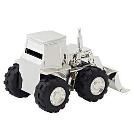 EDZARD Tractor Money Box (H 9 cm) Elegant Silver-Plated – Children's Money Box as Tractor Toy, Children's Piggy Bank, Savings Bank, Money Box for Boys – as Money Gift for Children, Men, Farmer