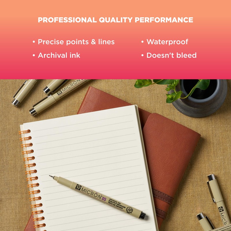 SAKURA Pigma Micron Fineliner Pens, Multi-tip Set, Archival Gray Ink,