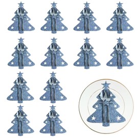 ARROMI Pack of 12 Cutlery Bags Christmas Cutlery Holder Christmas Felt Cutlery Bag Felt Christmas Forks Spoons Tableware Cutlery Bags for Party Table Christmas Decoration (Grey)