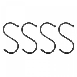 uxcell S Hooks 2.56inches Stainless Steel Hanger for Hanging Kitchenware, Bathroom Supplies, Apparel, Black 12Pack