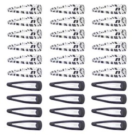 Zac's Alter Ego Set of 30 Assorted Black & Zebra Print 5cm Sleepy Clips/Snap Hair Clips