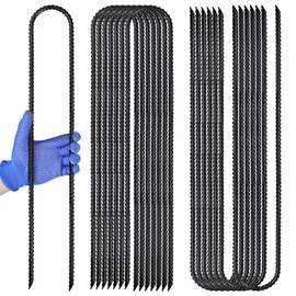 EISENSP Trampoline Ground Anchors 24-Inch Heavy Duty U Rebar Stakes for Trampoline, Dog Fence, Black Antirust Coated (8 Pcs)