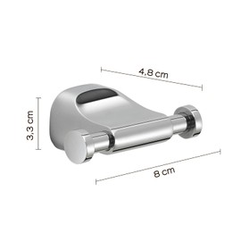 Gedy Chrome, Krabi, Coat Rack, Dimensions 3.2 x 8 x 4.8 cm and Weight 0.15 kg, Stainless Steel Towel Rail and Cromall, 2 Years Warranty, R&D Design, Unique