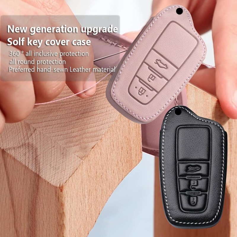 ontto Leather Car Key fob Cover fit for Camry C-HR