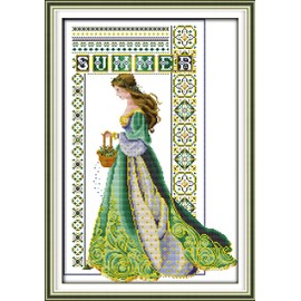CaptainCrafts Cross Stitch Kits Stamped Cross Stitch Preprinted 11CT Fabric DIY Cross Stitch Adults Embroidery Kits Needlework Crafts (Preprint 11CT, Summer Angel)