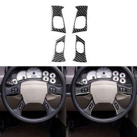 Generic Real Premium Carbon Fiber Compatible with Hummer H2 2003 2004 2005 2006 2007 Car Steering Wheel Buttons Decals Sticker 3D Effect Auto Interior Accessories Cover Black, HRH20307