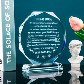 YWHL Best Boss Gifts for Women Men Going Away Appreciation Gifts for Boss Lady Male Crystal Office Keepsake Present for Boss Leader Boss Day Retirement Christmas Birthday Gifts for Boss