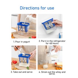 Yogurt Strainer, Yogurt Separator for Filtration AS Resin, Yogurt Filter with Mesh Bag Lid Leakproof, Stainless Steel Large Capacity Whey Separator, Filter for Milk, Smoothies