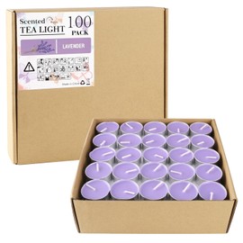 Purple Scented Tealight Candles - 100 Pack Votive Candles Bulk - Lavender Fragrance Tea Light Candle Gift Set for Holiday, Wedding and Home - 4 Hour