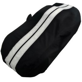 MX-5 Miata Indoor/Outdoor Car Cover - Ultraguard Plus Water Resistant 300 Denier Protection - Custom Fit for 2016-2023 Mazda MX-5 Miata (Black with Gray Stripes)