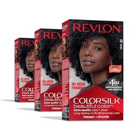 Revlon Colorsilk Beautiful Color Permanent Hair Color, (OLD VERSION) 10 Black (Pack of 3)