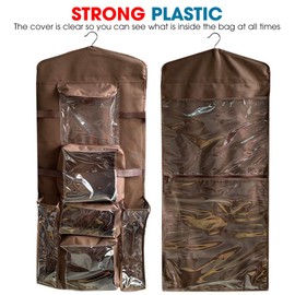 ProPik Hanging Double Sided Wrapping Paper Storage Organizer With Multiple Pockets Organize Your Gift Wrap, Gift Bags Bows Ribbons 40"X17" Fits 40 Inch Rolls Clear PVC Bag (Black)