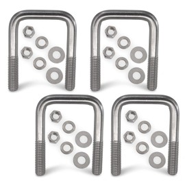 Stainless Steel Trailer U-Bolt 3/8 inch x 1 9/16 inch x 2 1/2 inch with Hardware - Set of 4