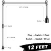 12Ft Extension Hanging Light Cord with Socket, Pendant Light Cord