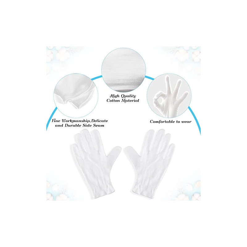 Paxcoo 6 pares de guantes de algodón blancos XL para