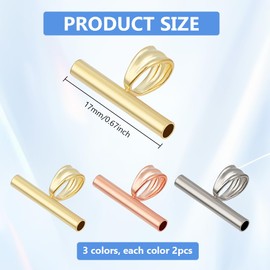 WEBEEDY Stainless Steel 18K Gold Plated Pin to Pendant Converter Brooch Pendant Converters 17mm/0.67" Tube Pin Converter for Necklace Jewelry Making,Changing Pins into Pendant Keychains,3 Colors 6 Pcs