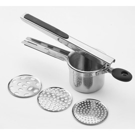 HONGHUIKJ Potato Ricer, Large Capacity with 3 Interchangeable Discs, Heavy Duty Stainless Steel Potato Masher and Ricer Kitchen Tool, Press and Mash Kitchen Gadget For Perfect Mashed Potatoes(Small)