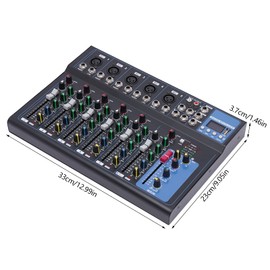 Portable Audio Mixer Sound Mixing Console, 7-Channel Bands Mixing Boards, Multiple Connections DJ Mixer, USB Audio Mixer for Studio Recording Live DJ