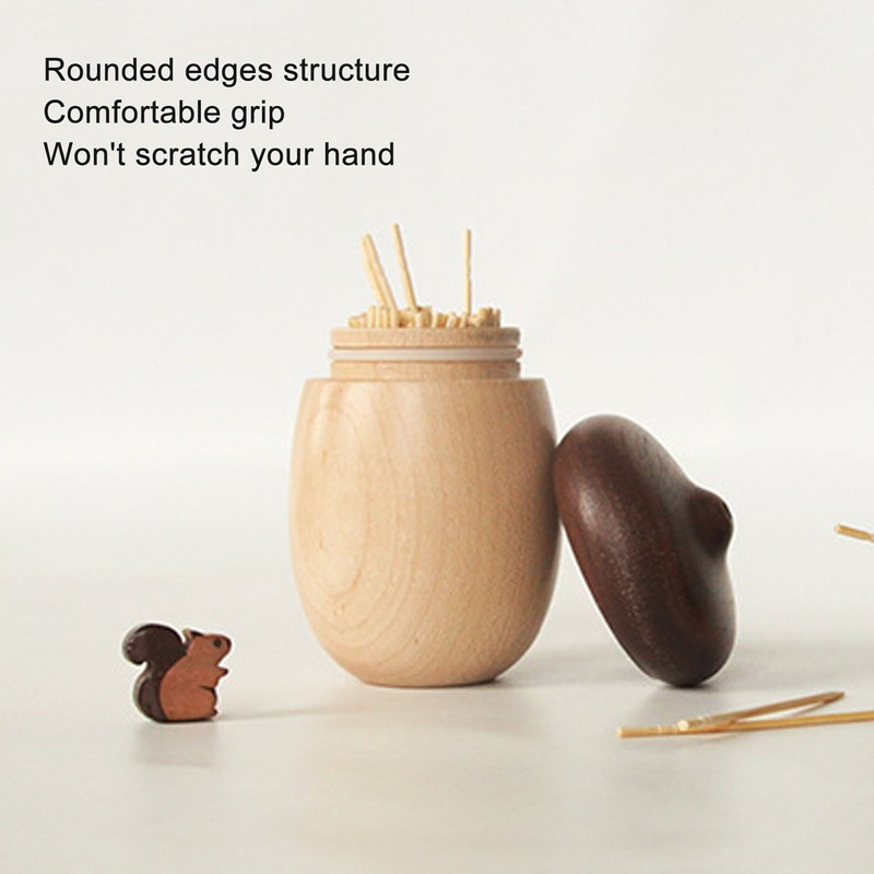 Acorn Shaped Toothpick Container 8cm Height Rounded Structure Eco Friendly