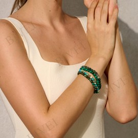 Moss Agate - Growth - Crystal Bracelet for Women 6mm Beaded Semi Precious Natural Stone Stretch Elastic Jewelry Yoga Gifts Small