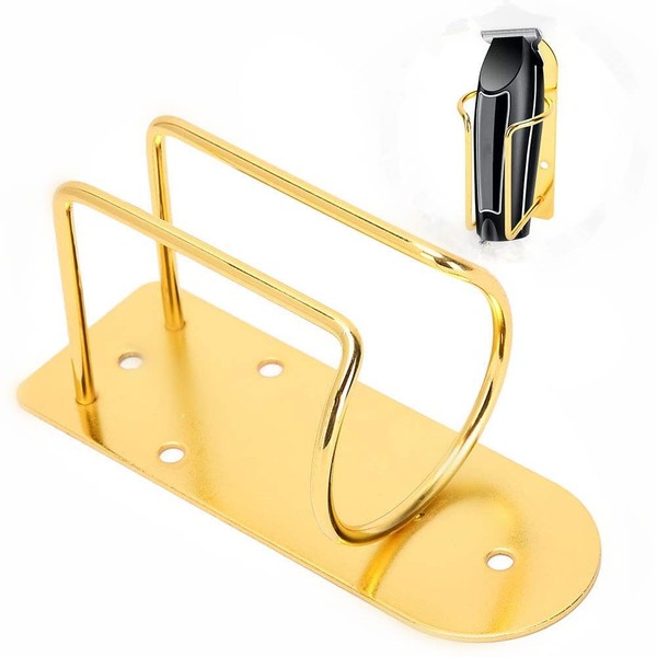 Hair Clipper Holder for barbers wall mounted, Barber Station Electric Hair Trimmer Display Rack Storage Organizer,Gold Stainless Steel Frosting Clipper Holder for Hairdresser Hairstylist Tools