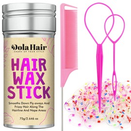 Dolahair Dolahair Hair Wax Stick - Flyaway Control for Kids, Women, Hair Ties for Babies, Kids, Toddler Girls Hair Accessories Colorful Elatic Hair Bands with Hair Loop Styling Tool