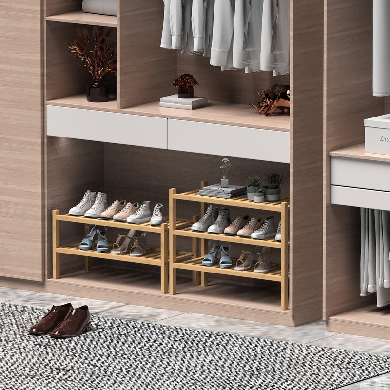 ROMGUAR CRAFT (Thick Bamboo Shoe Rack for Entryway, 3-Tier Free