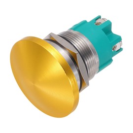 sourcing map 1PCS 10A 250V AC 22mm 7/8" Momentary Mushroom Head Push Button Switch Gold 2NO Waterproof IP65 SPST Installing Domed Round 4 Screw Foot Switch