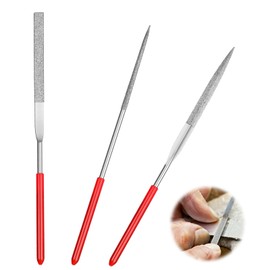 AFIODA Miniature and Model Files Set - 3 Pcs Diamond Needle Files with Round, Flat, and Triangular Shapes, Durable Hardened Steel Tools for Precision Crafting on Metal, Resin, and Plastic Miniatures