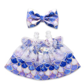 LROEZR 20cm /8" Doll Plush Doll's Clothes Set Cute Mermaid Style Dress and Hair Clips Stuffed Doll Clothing Accessories (Style 1-(Dark Fish Scales))