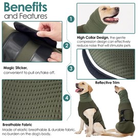 AOFITEE Extra-Large Dog Anxiety Vest, Thunder Jacket for Dogs Anxiety, Breathable Pets Calming Shirt for Fireworks, Thunder, Travel, Separation, Anti-Anxiety Pet Calming Vest with Collar, XXXL