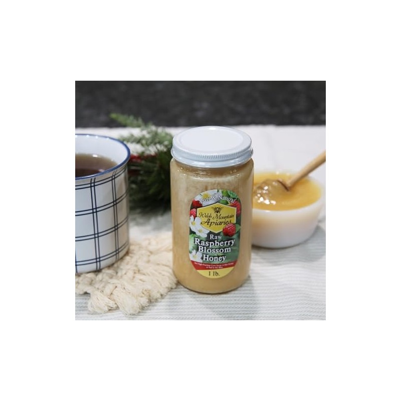 Raspberry Blossom Honey by Welsh Mountain Apiaries, Raw and Unfiltered,