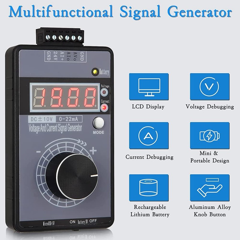 0/4-20MA DC 0-10V Signal Generator,Analog Generator with 4-Digit LCD Display,Accuracy