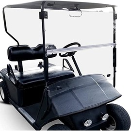 ECOTRIC Clear Windshield Compatible with EZGO TXT & Medalist 1994-2014 | 39.5" W x 34" H Folding Down Clear Windshield Compatible with EZGO TXT & Medalist Models Gas or Electric Golf Cart (1994-2014)