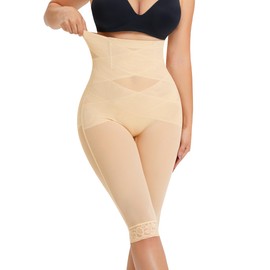 RDSIANE Body Shaper For Women Tummy Control Butt Lifting Shapewear Criss-Cross High Waist Shapewear Pants Thigh Slimmer Beige