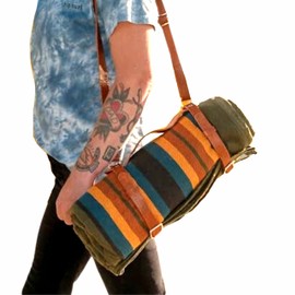 WP West Path Motorcycle/Cowboy Bedroll - Waxed Canvas Blanket with Vegan Leather Strap - Blanket Roll with Waterproof Backing and Carrier (Olive w/Strap)