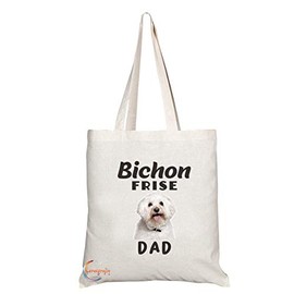 Coralgraph TB571 Bichon FRISE DAD Novelty Present Gift Printed Eco-Friendly Stylish Long Handled Tote Shoulder Bag