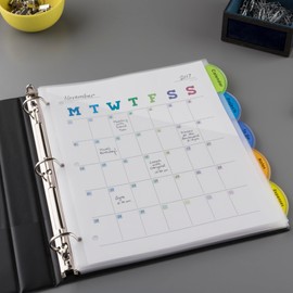 Avery 11292 - Divisores de plástico con bolsillo de borde insertable para carpetas de 3 anillos, juego de 5 pestañas, multicolor, funciona con protectores de hojas, 1 juego