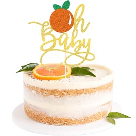 1 pieza de decoración para tarta de bebé con purpurina naranja pequeña cutie para frutas y cítricos, revelación de género para fiestas de cumpleaños de niños