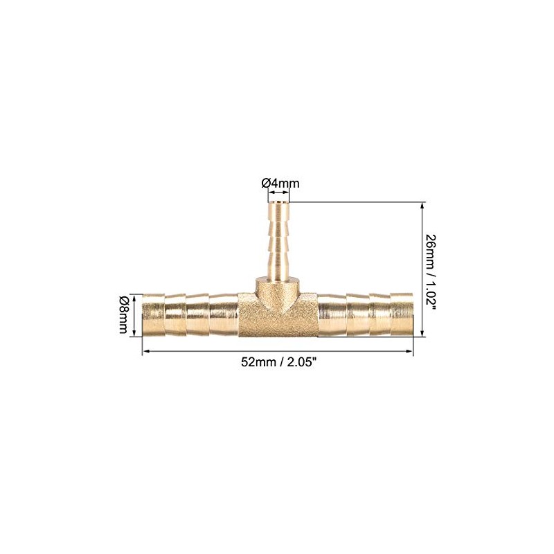 sourcing map Tee Brass Barb Fitting Reducer 3 Way, Fit