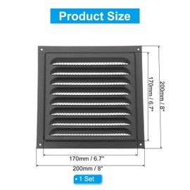 PATIKIL 8"x8" Stainless Steel Gable Vent, Exterior Wall Outlet Vent Cover HVAC Air Grille Louvered Screen Mesh for Kitchen Bathroom Ventilation, Black