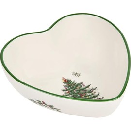 Spode Christmas Tree Heart Shaped Dip Bowl | 4.75 Inch Bowl for Dips, Sauce and Condiments | Christmas Décor and Holiday Gift | Made of Fine Earthenware Dishwasher Safe